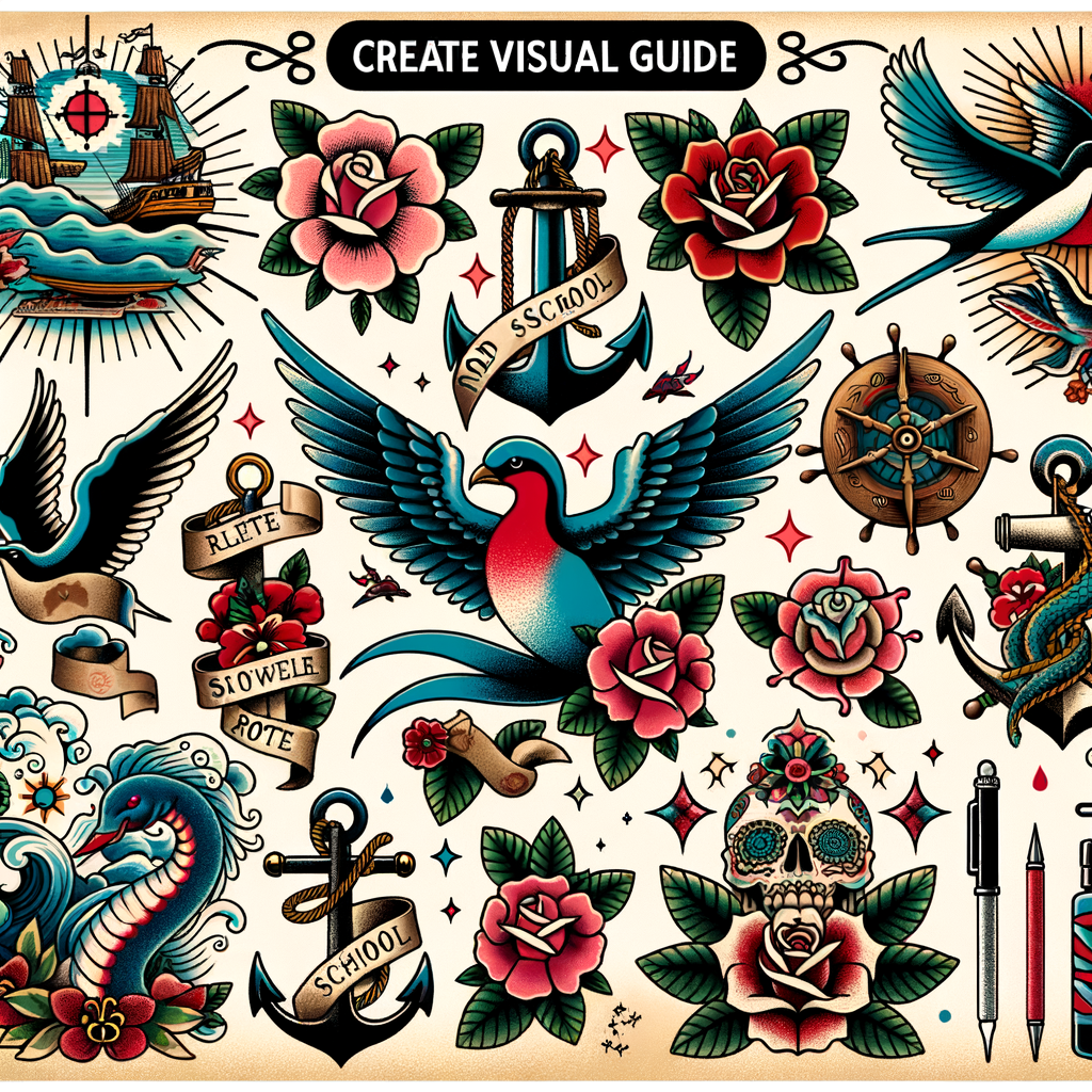 Visual guide illustrating popular old school and modern new school tattoo designs, showcasing the evolution and diversity of tattoo art styles over time for an article on tattoo styles explained.