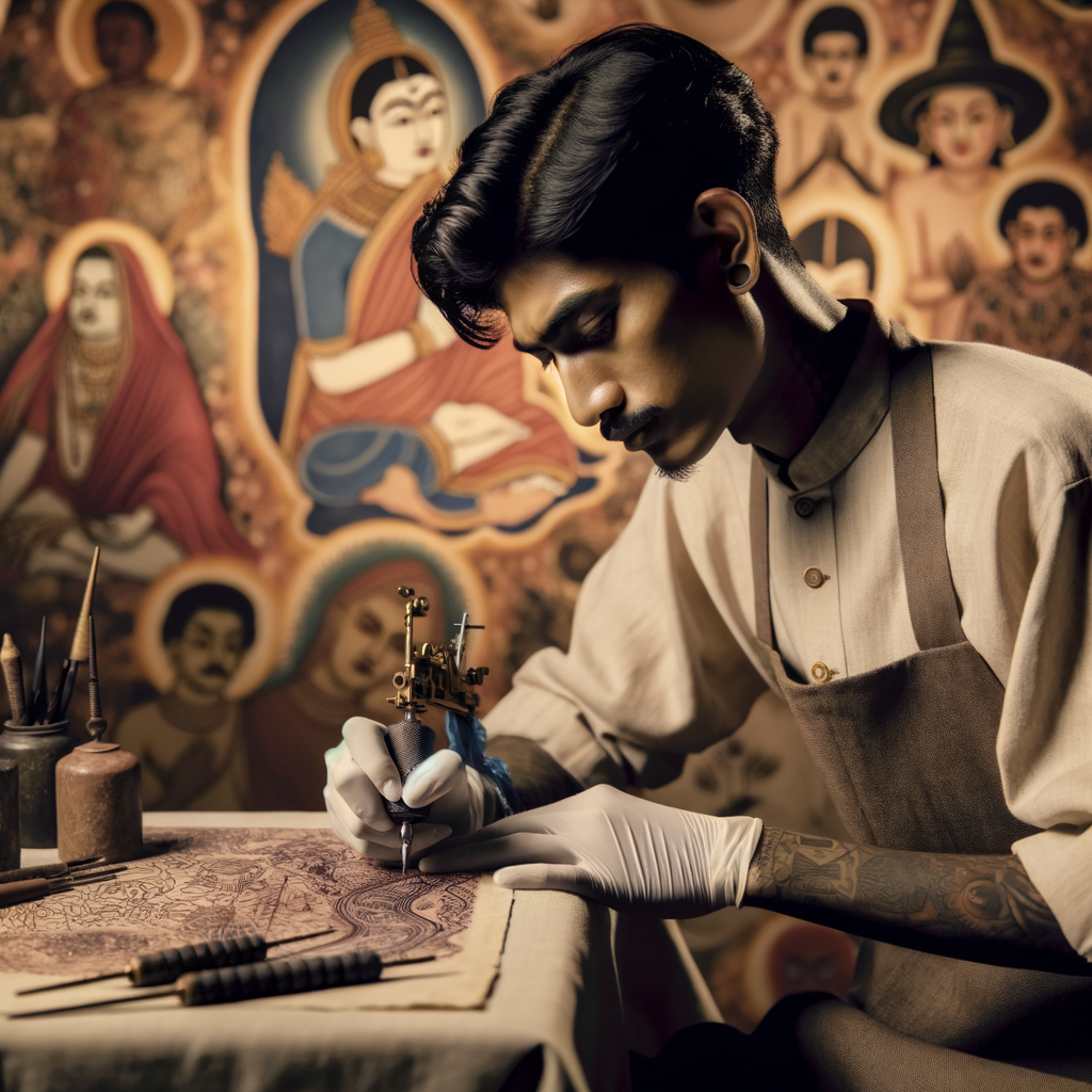 Skilled artist demonstrating traditional hand-tapped tattooing techniques, showcasing the resurgence of traditional tattoos, handmade tattoo art, and the history and revival of cultural tattooing methods.