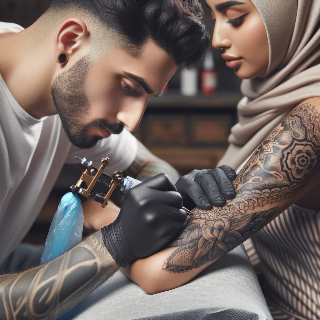 Tattoo artist skillfully creating a scar camouflage tattoo, demonstrating the benefits and effectiveness of tattoos for scars and skin condition cover-up solutions.