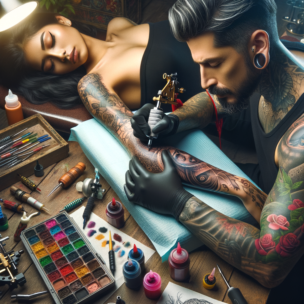 Professional tattoo artist demonstrating tattoo cover-up techniques, transforming and correcting tattoo mistakes into a beautiful redesign, showcasing the art of tattoo cover-up and tattoo modification.