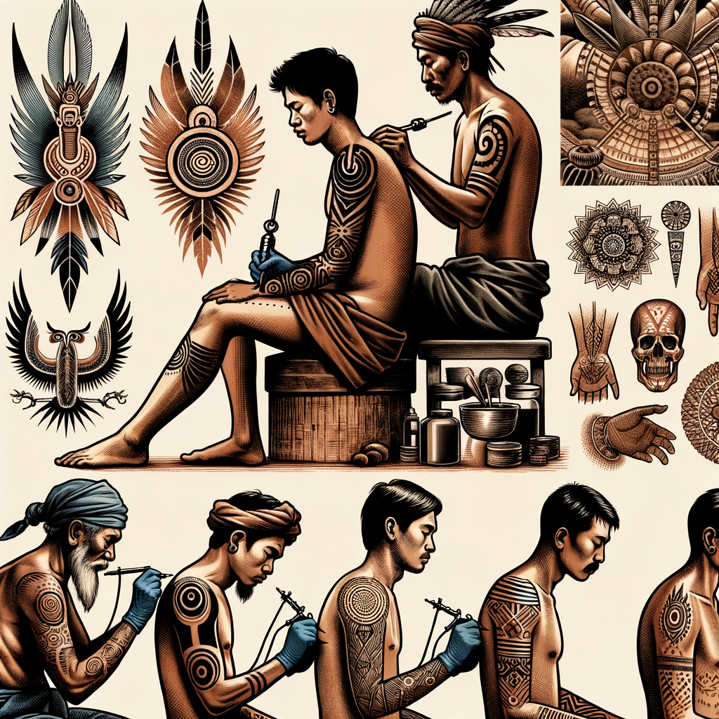 Montage depicting the evolution and significance of traditional tribal tattoos, showcasing diverse designs, ancient traditions, cultural symbolism, and the rich history of tribal tattoo culture.